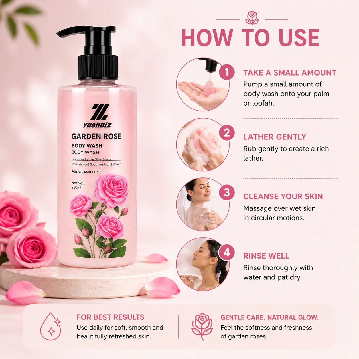 Yashbiz Garden Rose Body Wash - Image 2