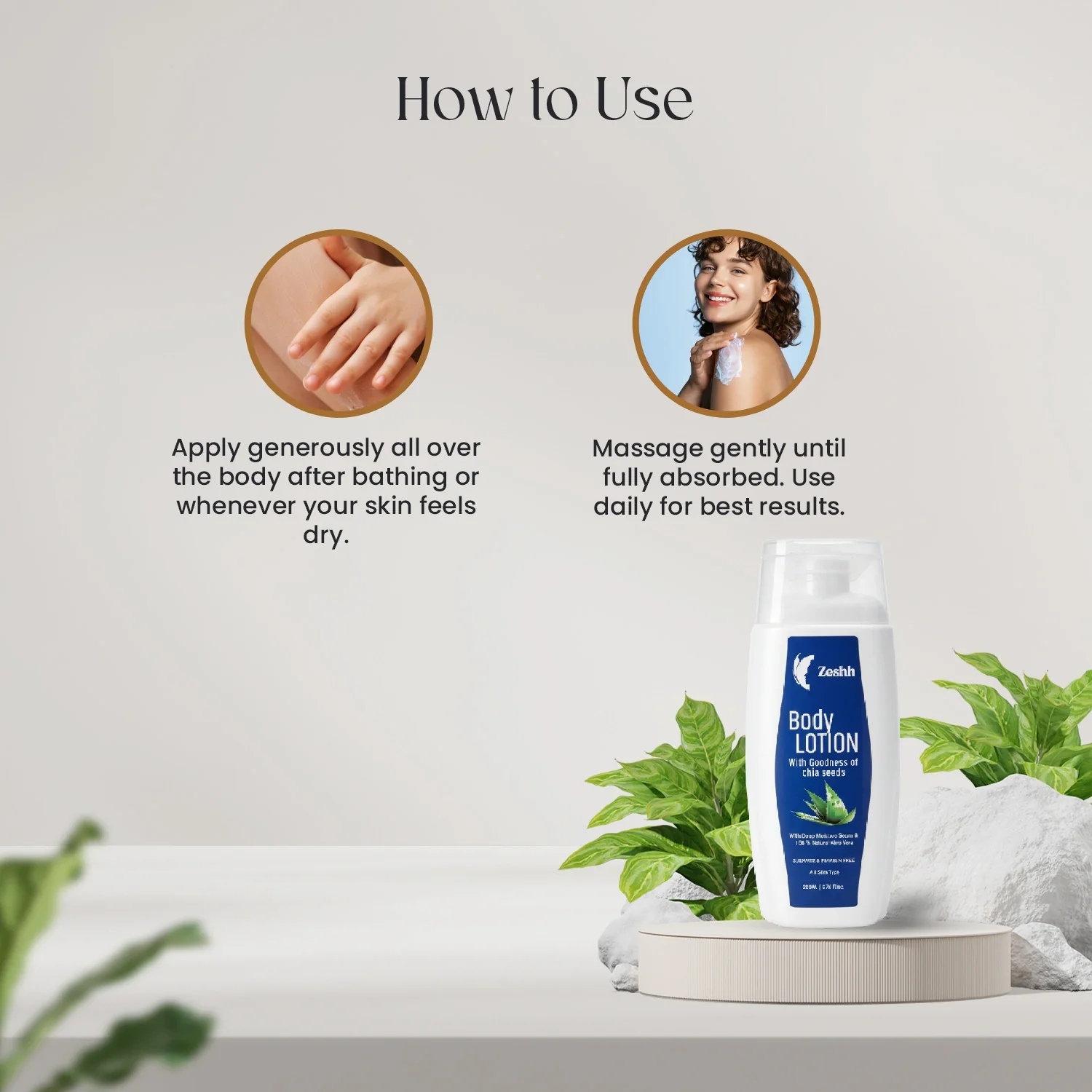 Zeshh Body Lotion with Natural Aloe Vera & Chia Seed Extract - Image 5