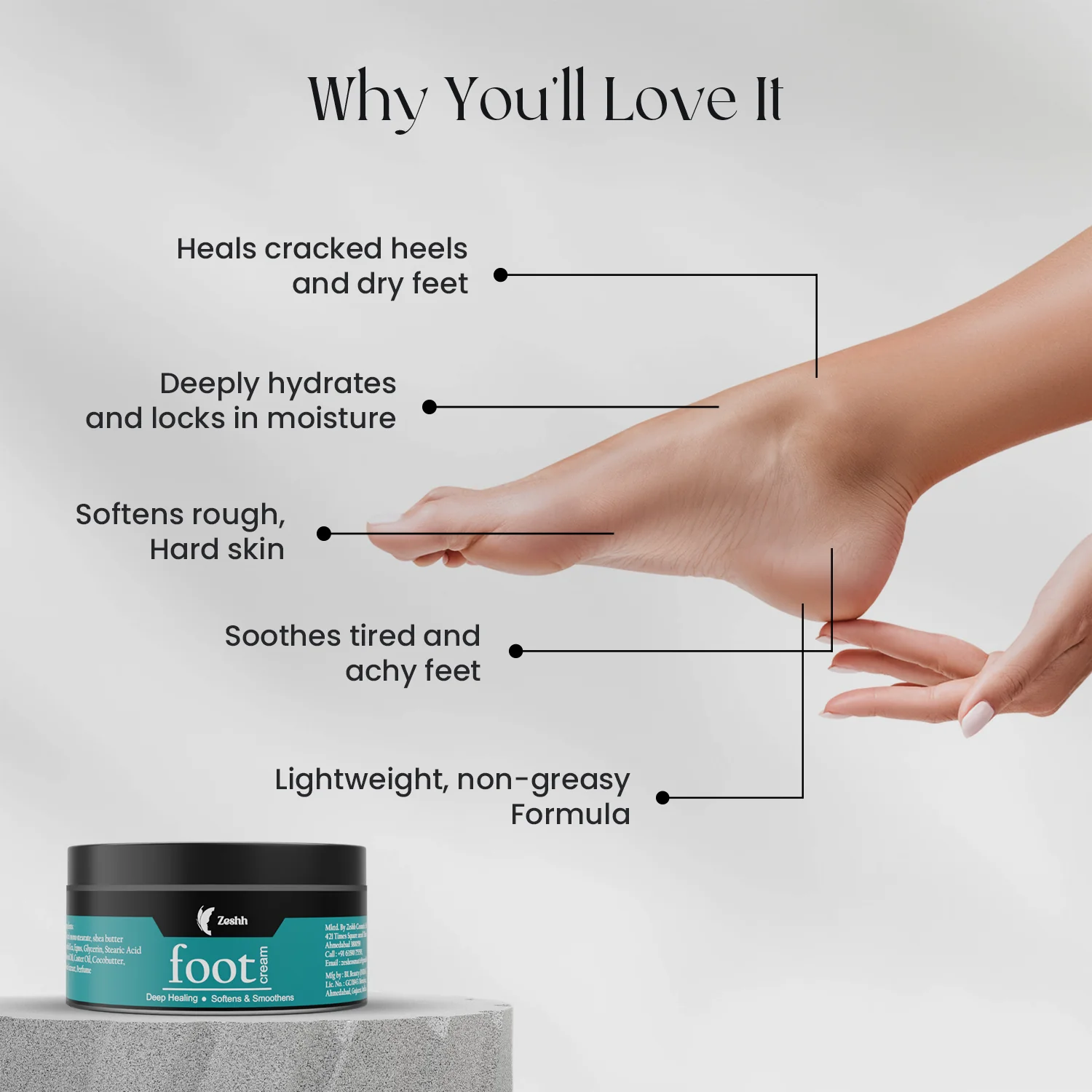 Zeshh Foot Cream for Cracked Heels & Dry Feet - Image 2