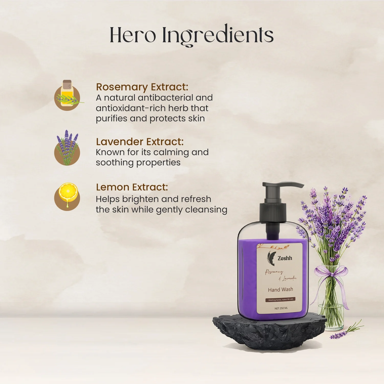 Zeshh Rosemary & Lavender Hand Wash - Image 3
