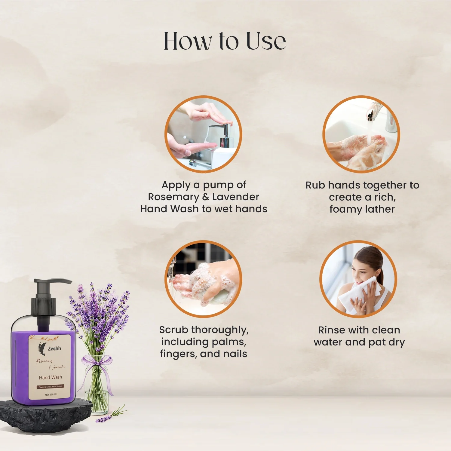 Zeshh Rosemary & Lavender Hand Wash - Image 4
