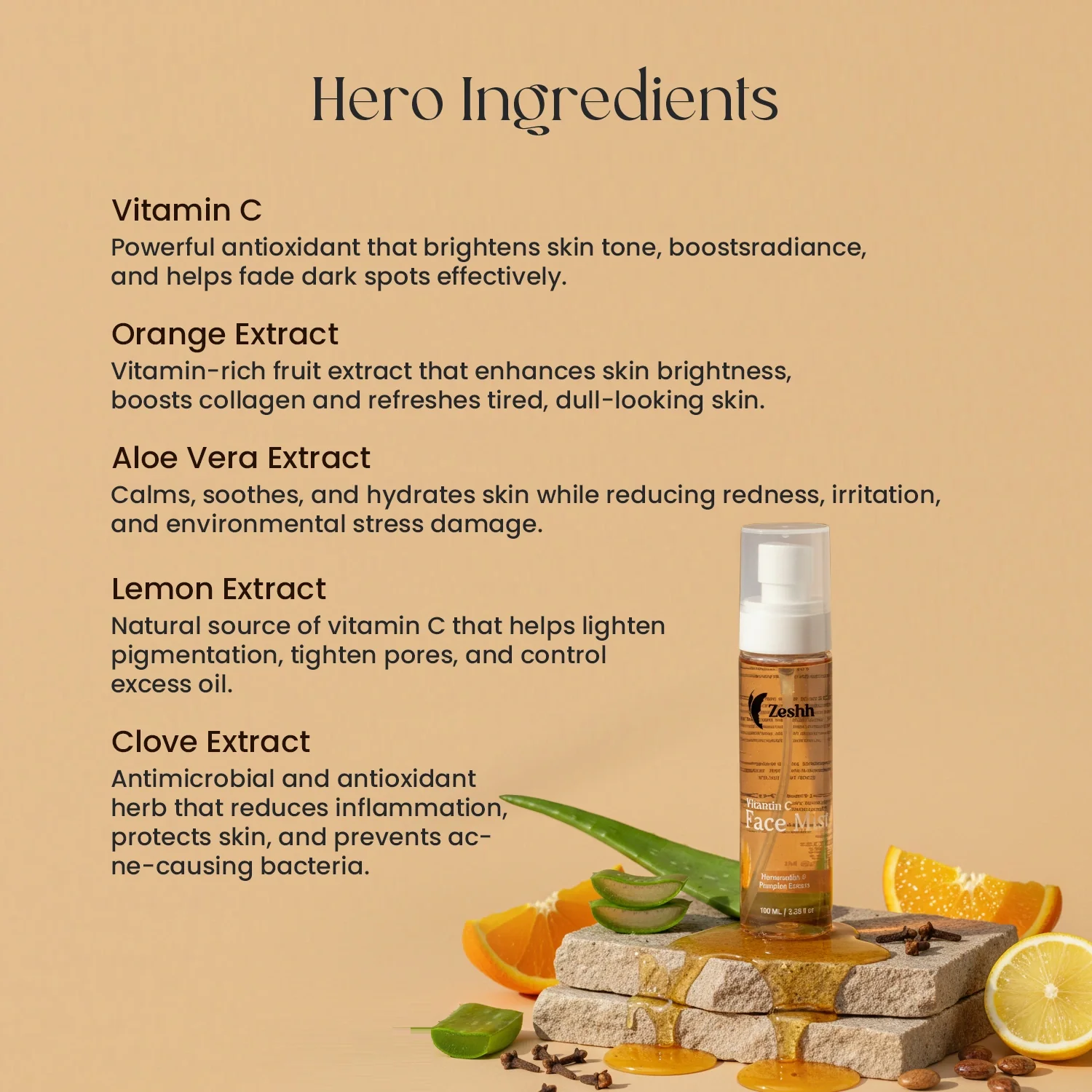 Zeshh Vitamin C Face Mist – Brightening, Hydrating & Glow-Boosting Facial Mist for Radiant Skin - Image 4